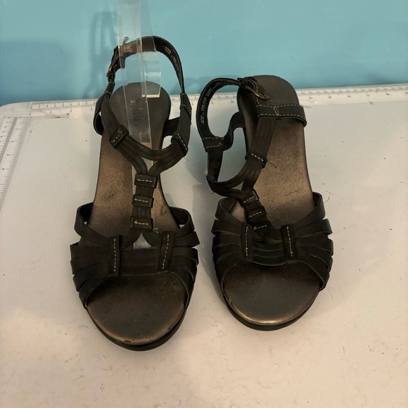 Clark’s bendables women’s black wedge heel sandals in size 10 - Picture 2 of 11